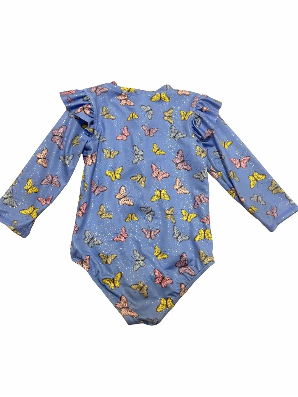Girls Purple Butterfly Long Sleeve Rash Guard Swimsuit